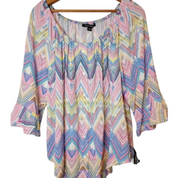 NWT Zac & Rachel Chevron Top Women’s Spring Summer Size PXL Retail $48 - Picture 1 of 8